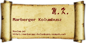 Marberger Kolumbusz névjegykártya